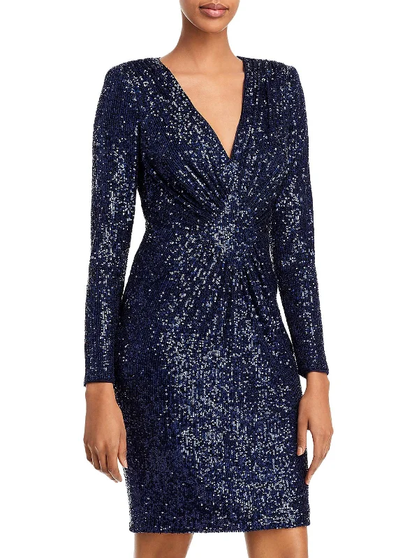 Affordable Women's Clothes Womens Sequined Long Sleeves Cocktail and Party Dress