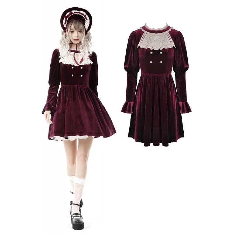 Women's Comfortable Clothes For Weekends Women's Vintage Velet Court Dress Cosplay Dress