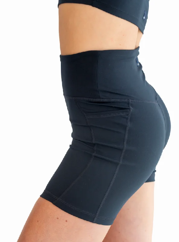 Free Spirited Fashion 5'' Biker Short with Pockets - Midnight