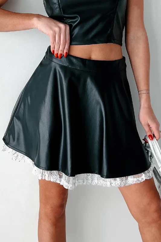 Step Ahead, Lead The Trend DOORBUSTER Always Flirty Ruffle Lace Faux Leather Skirt (Black) Step Ahead, Lead The Trend DOORBUSTER Always Flirty Ruffle Lace Faux Leather Skirt (Black)