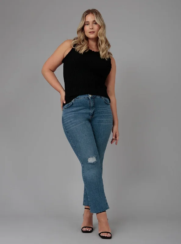 Fashion Women's Clothing BILLIE-DIS High Rise Bootcut Jeans - Dim Sky