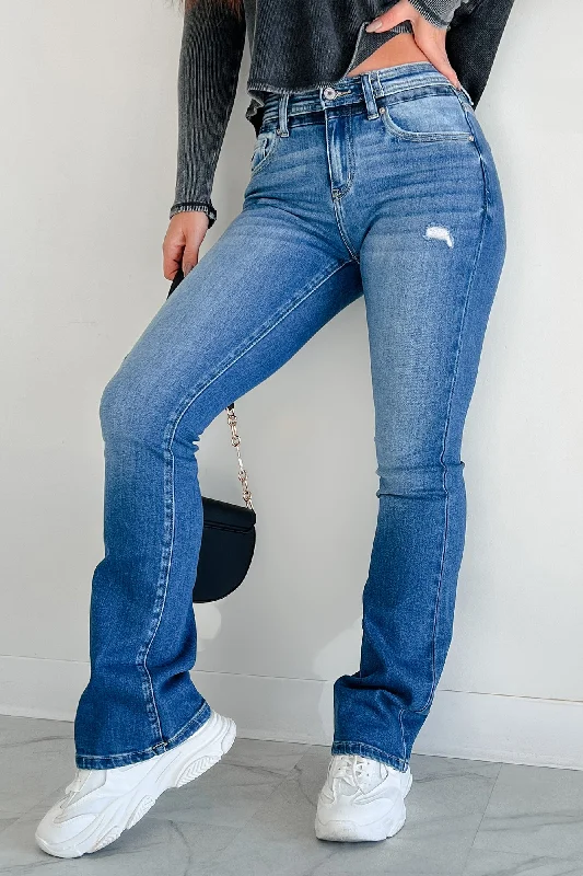 High-End Women's Apparel Cassandra Mid Rise Bootcut Kancan Jeans (Medium)