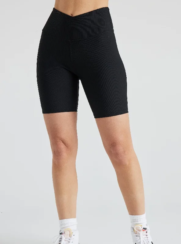 Fashionista Favorites Electric Rib Biker Shorts - Black