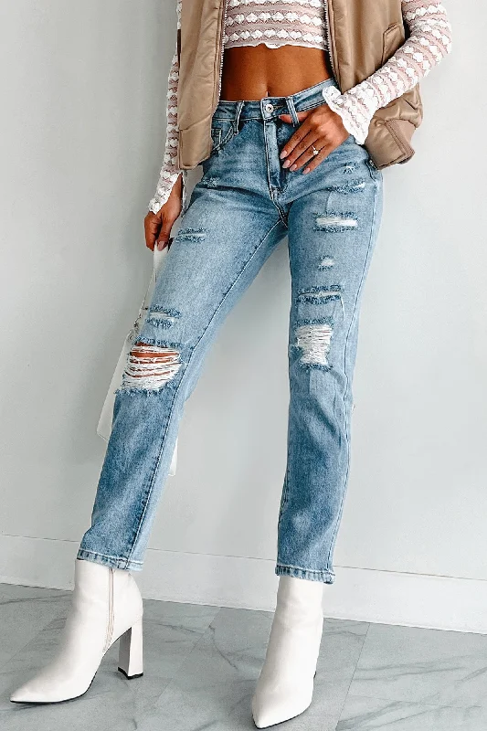 Modern Women's Apparel Emilio High Rise Distressed Rigid Stretch Special A Jeans (Medium Light) Modern Women's Apparel Emilio High Rise Distressed Rigid Stretch Special A Jeans (Medium Light)