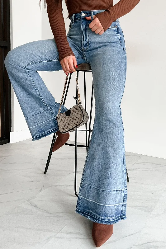 Premium Style Evelynn Judy Blue High Rise Tummy Control Flare Jeans (Medium)