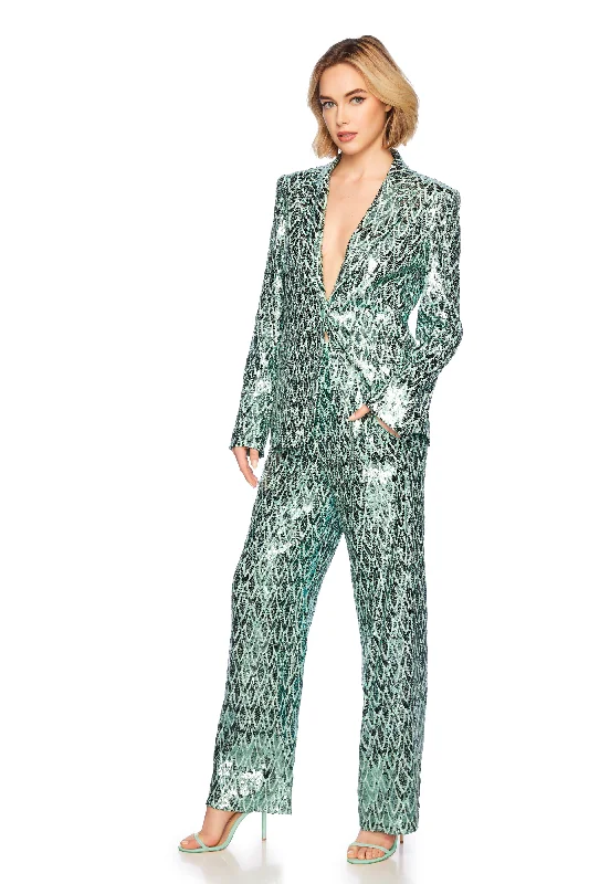 Wardrobe Essentials feather sequin pant 32" inseam