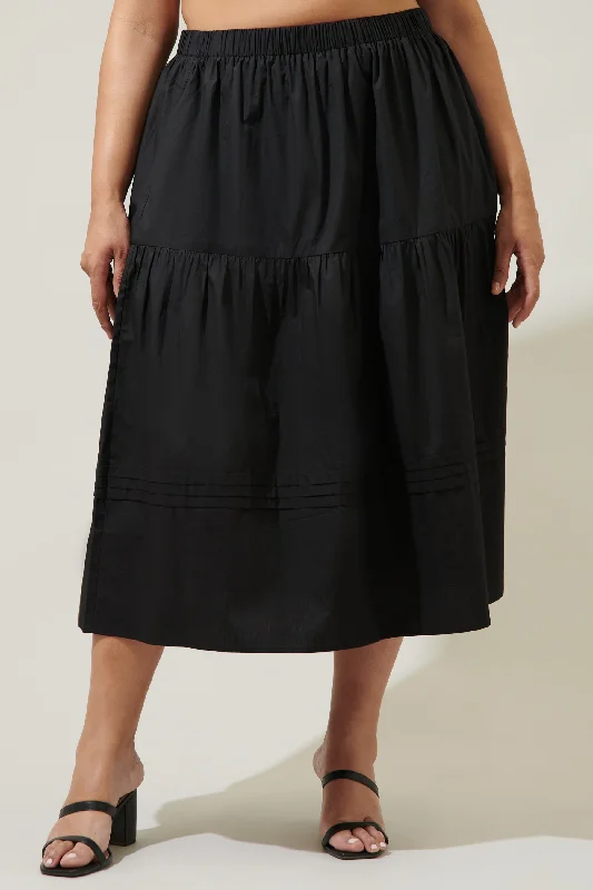 Premium Fashion Flores Pleated Midi Skirt Curve