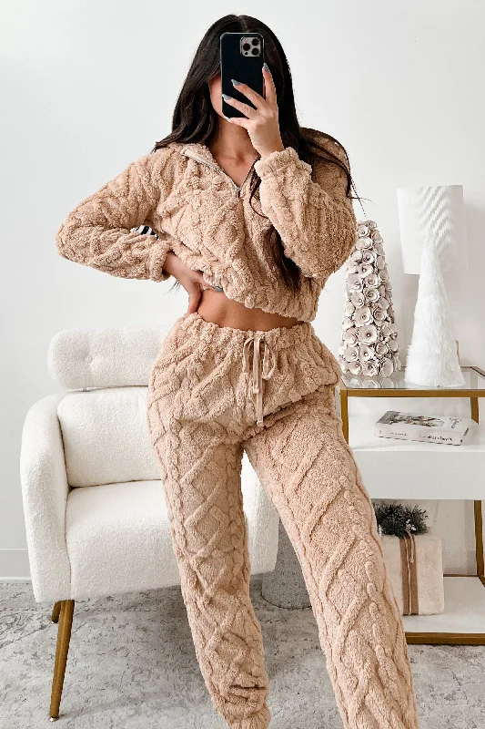 Unbeatable Prices Letting Go Of Stress Sherpa Lounge Set (Tan)