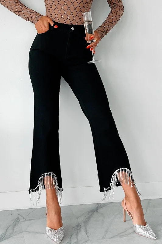 Outfits For Girls Made It Shine Rhinestone Fringe Jeans (Black)