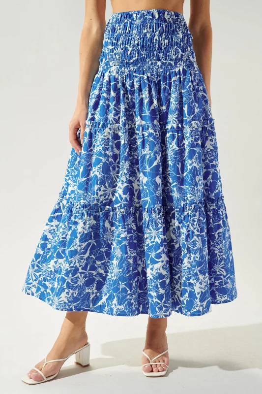 Women's Clothing Sale Online Marina Floral Smocked Tiered Midi Skirt