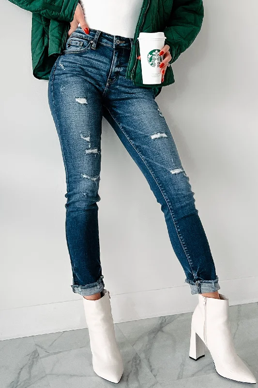 Holiday Special Offers Mary Anne High Rise Distressed Kancan Skinny Jeans (Dark)