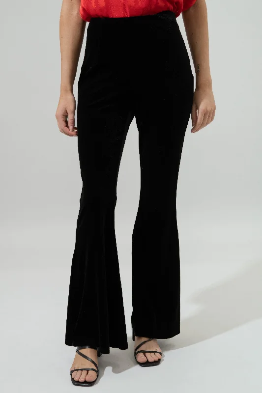 Women's Outerwear for All Weather Conditions Pauline Velvet High Waist Bell Bottom Pants