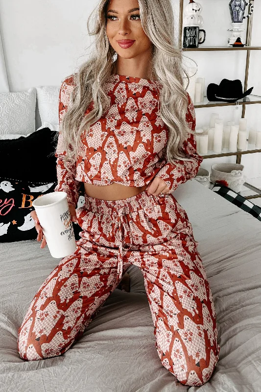 Premium Fabrics Sleep Tight Two-Piece Printed Pajama Set (Plaid Ghost)