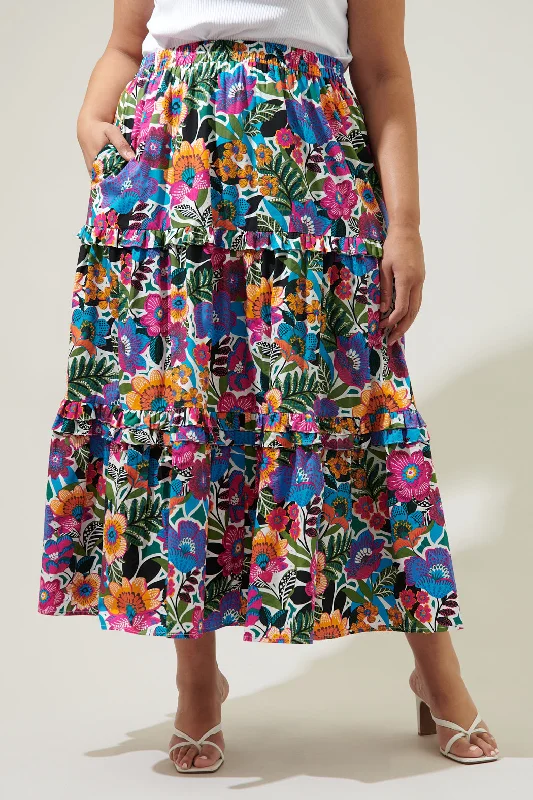 Earthy Tones Santa Elena Ruffle Maxi Skirt Curve