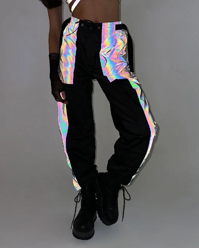 Save Big Time 2 Get Lit Rainbow Reflective Cargo Joggers
