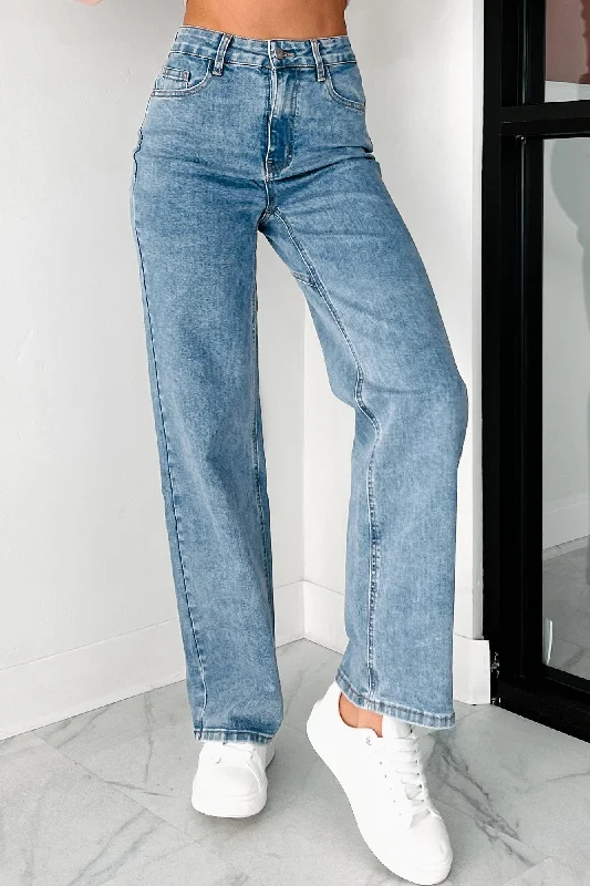 Hot Deals Tyelee NanaMacs Original Non-Distressed Wide Leg Jeans (Medium Wash)