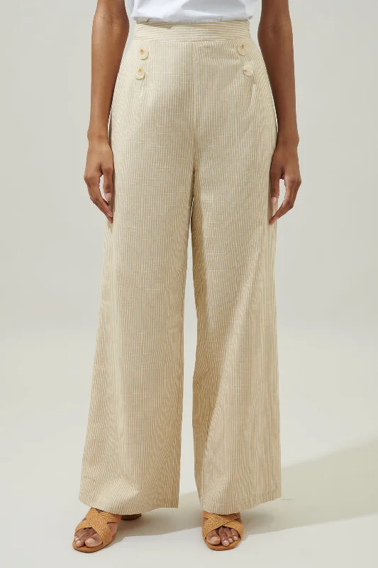 Chic Wardrobe Zephyr Ticking Stripe Wide Leg Pants